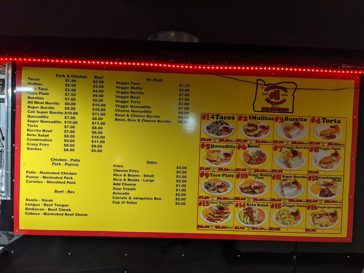 Taqueria Express #1 menu board