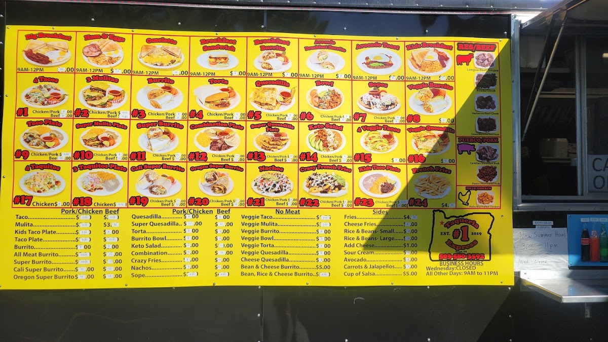 Taqueria Express #1 menu board