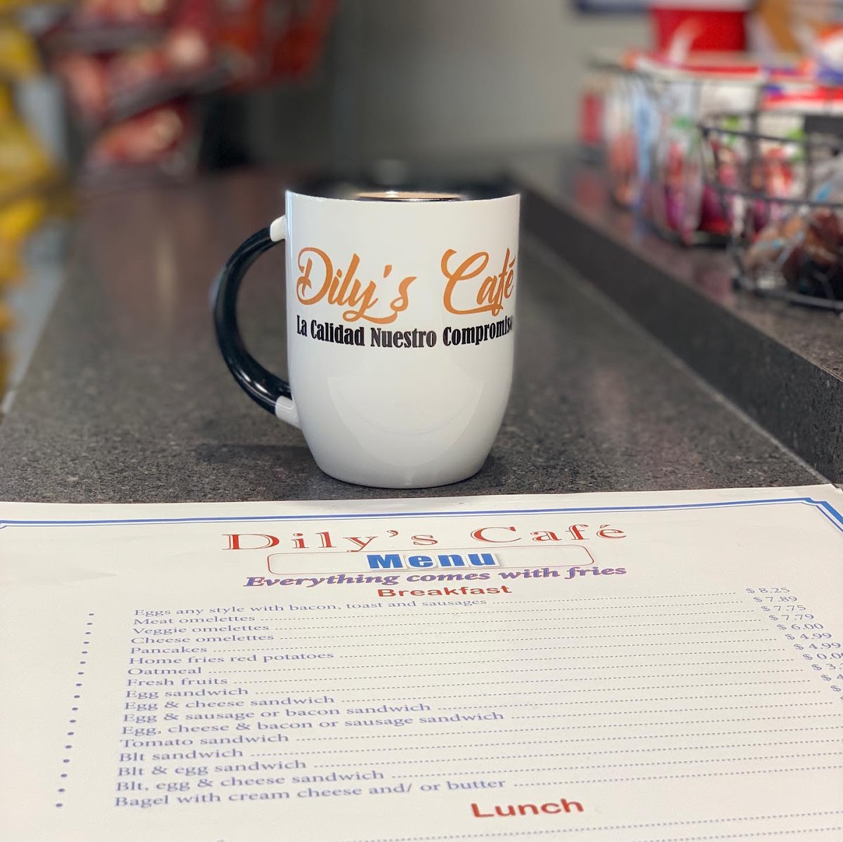 Dily's Café menu board