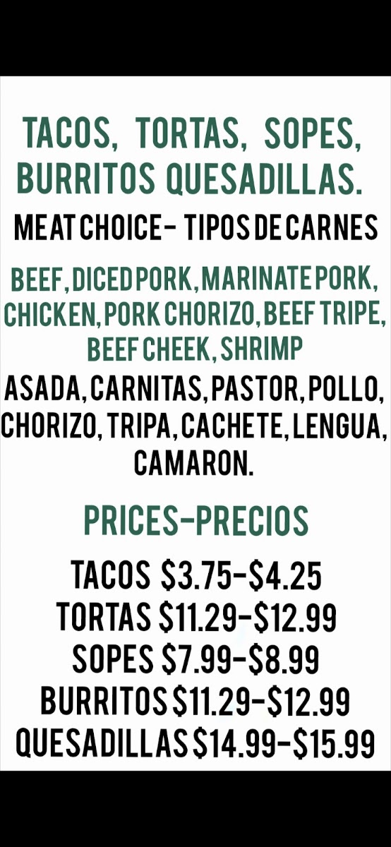 198 Food & Beer menu board