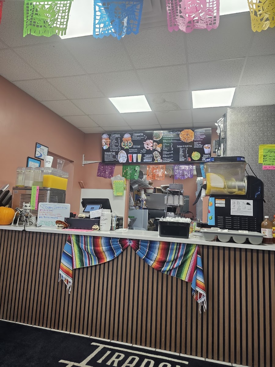 Tirado's Taqueria menu board