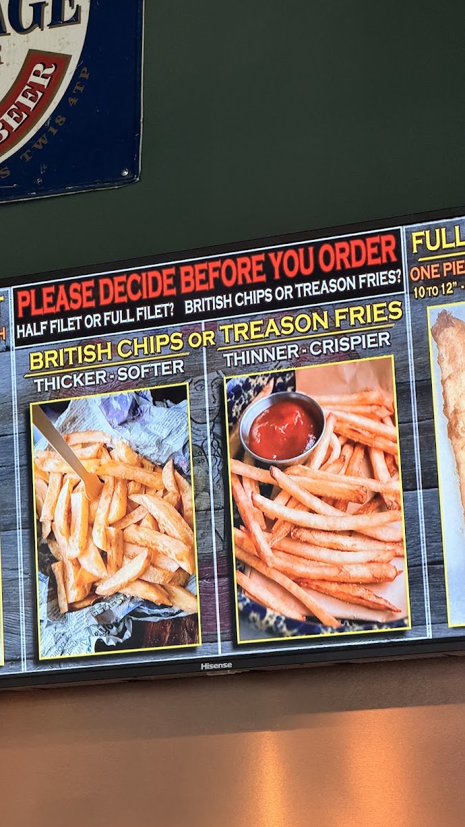 Washington's Wharf menu board