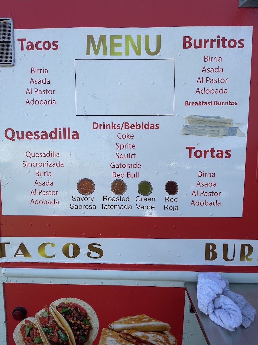 Tacos Hispano menu board