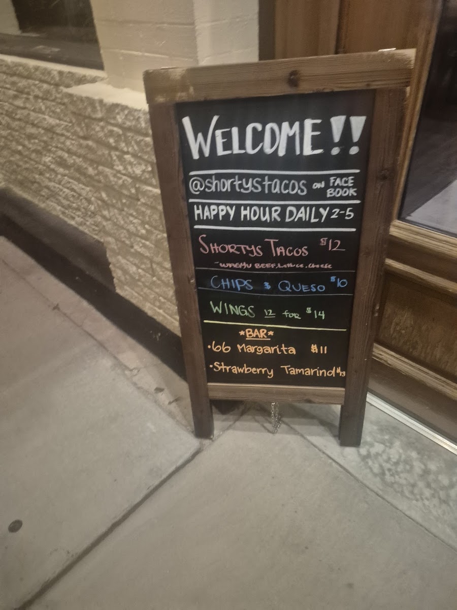 Shorty’s Olde Town Grill menu board