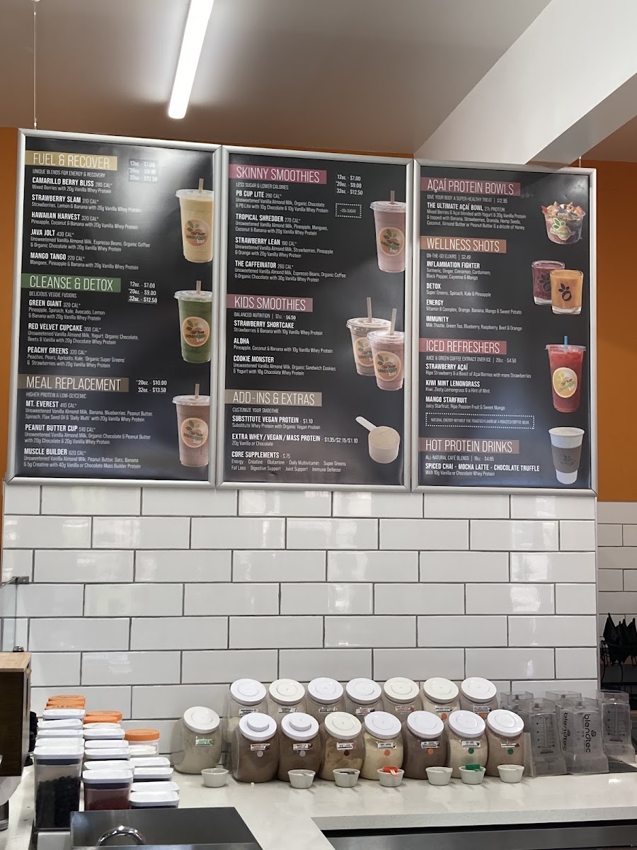 Old Town Smoothie Bar menu board
