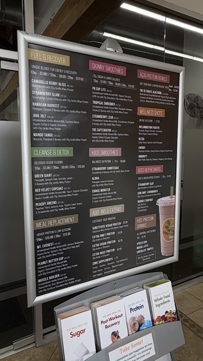 Old Town Smoothie Bar menu board
