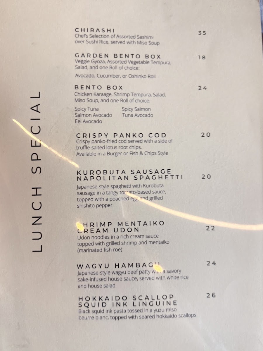 SHō Sushi & Izakaya menu board