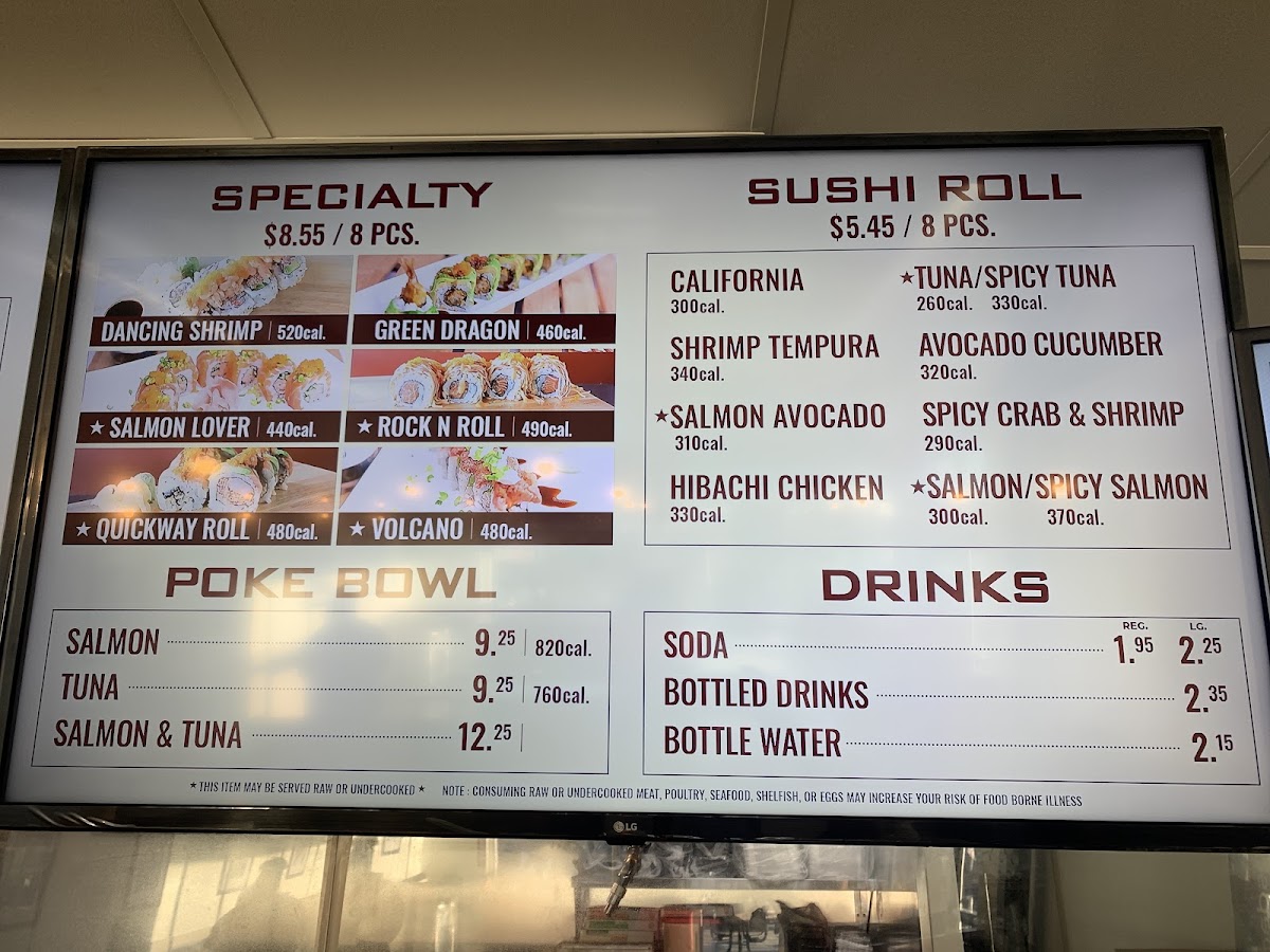 Quickway Japanese Hibachi menu board
