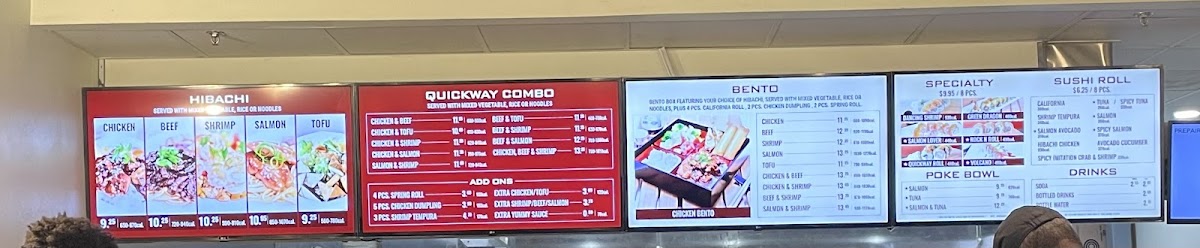 Quickway Japanese Hibachi menu board