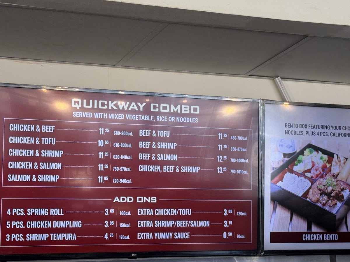 Quickway Japanese Hibachi menu board