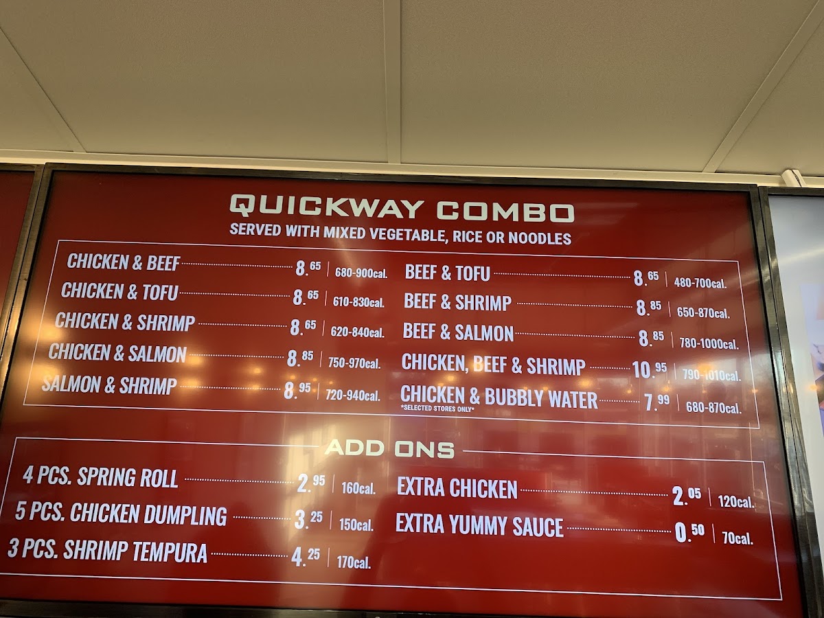Quickway Japanese Hibachi menu board