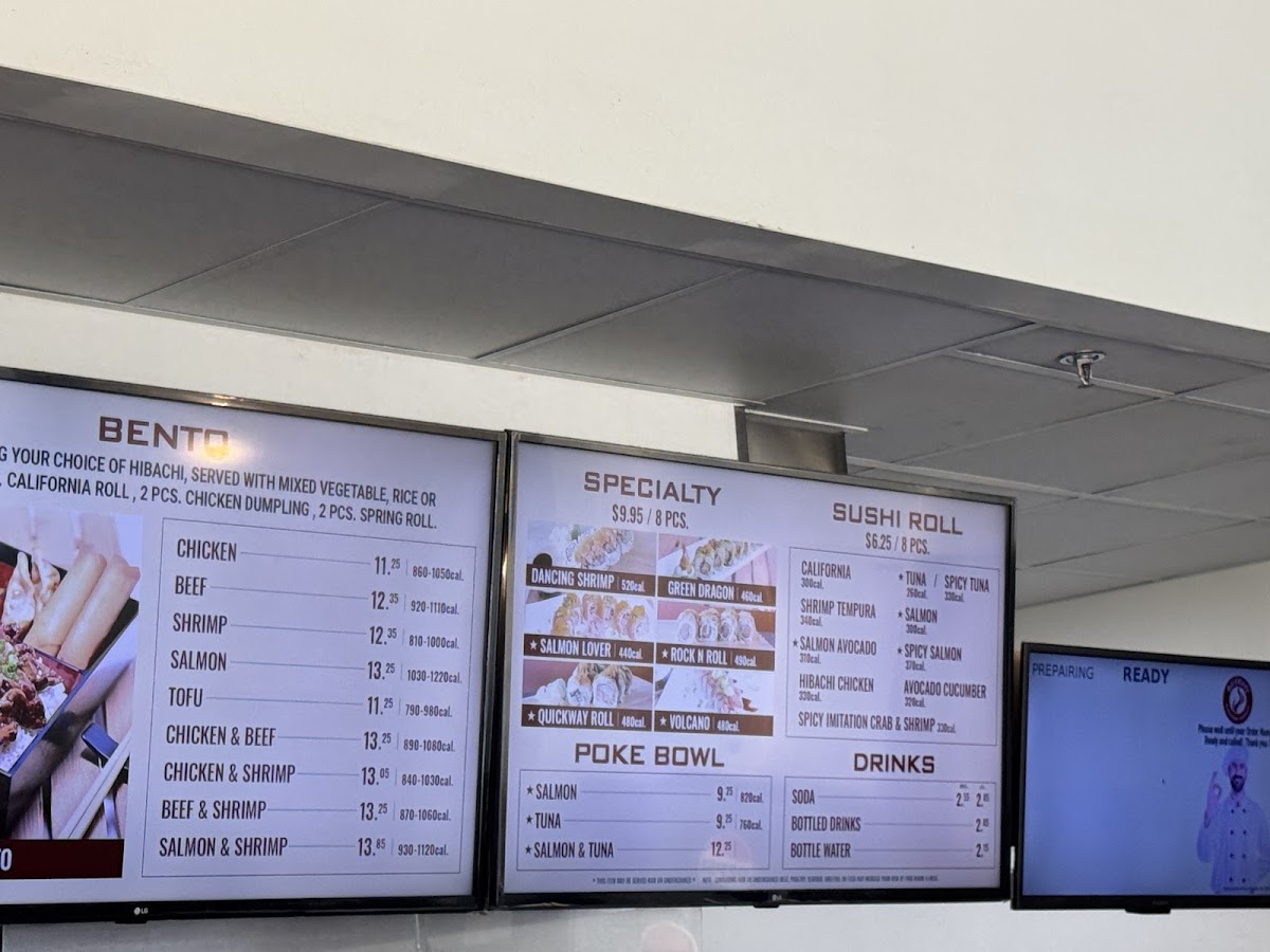Quickway Japanese Hibachi menu board