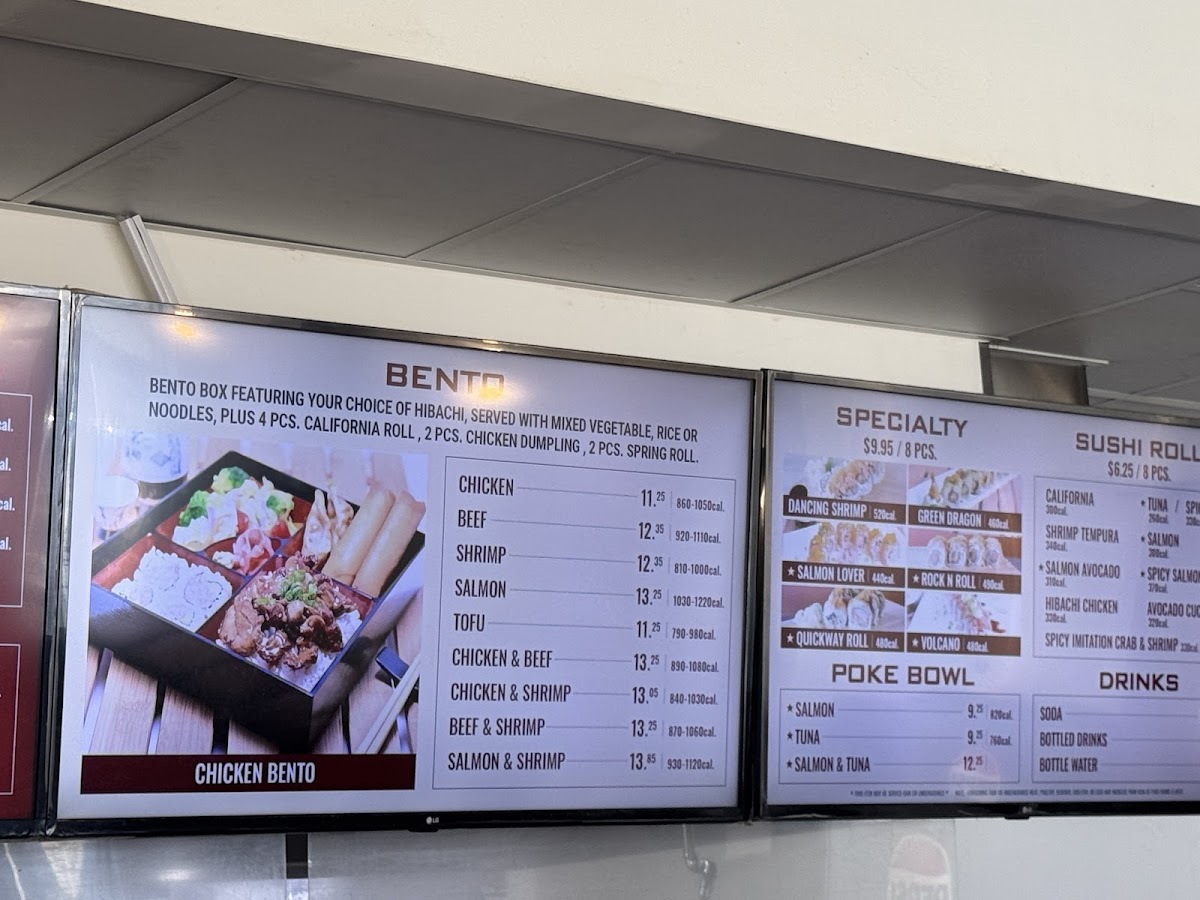 Quickway Japanese Hibachi menu board