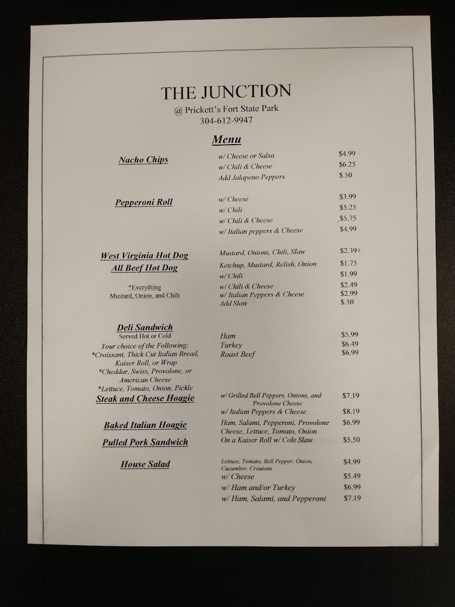 The Junction menu board