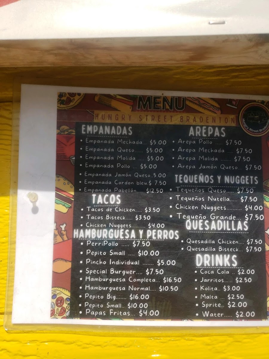 Hungry Street Bradenton menu board