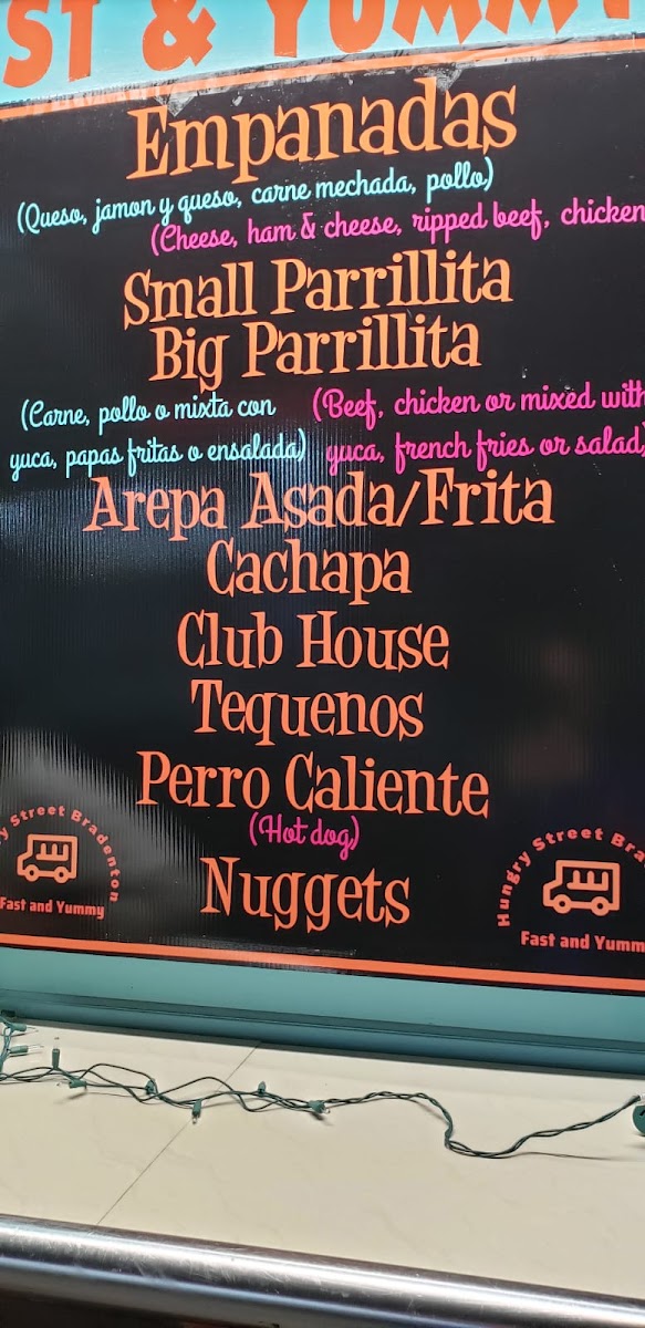 Hungry Street Bradenton menu board