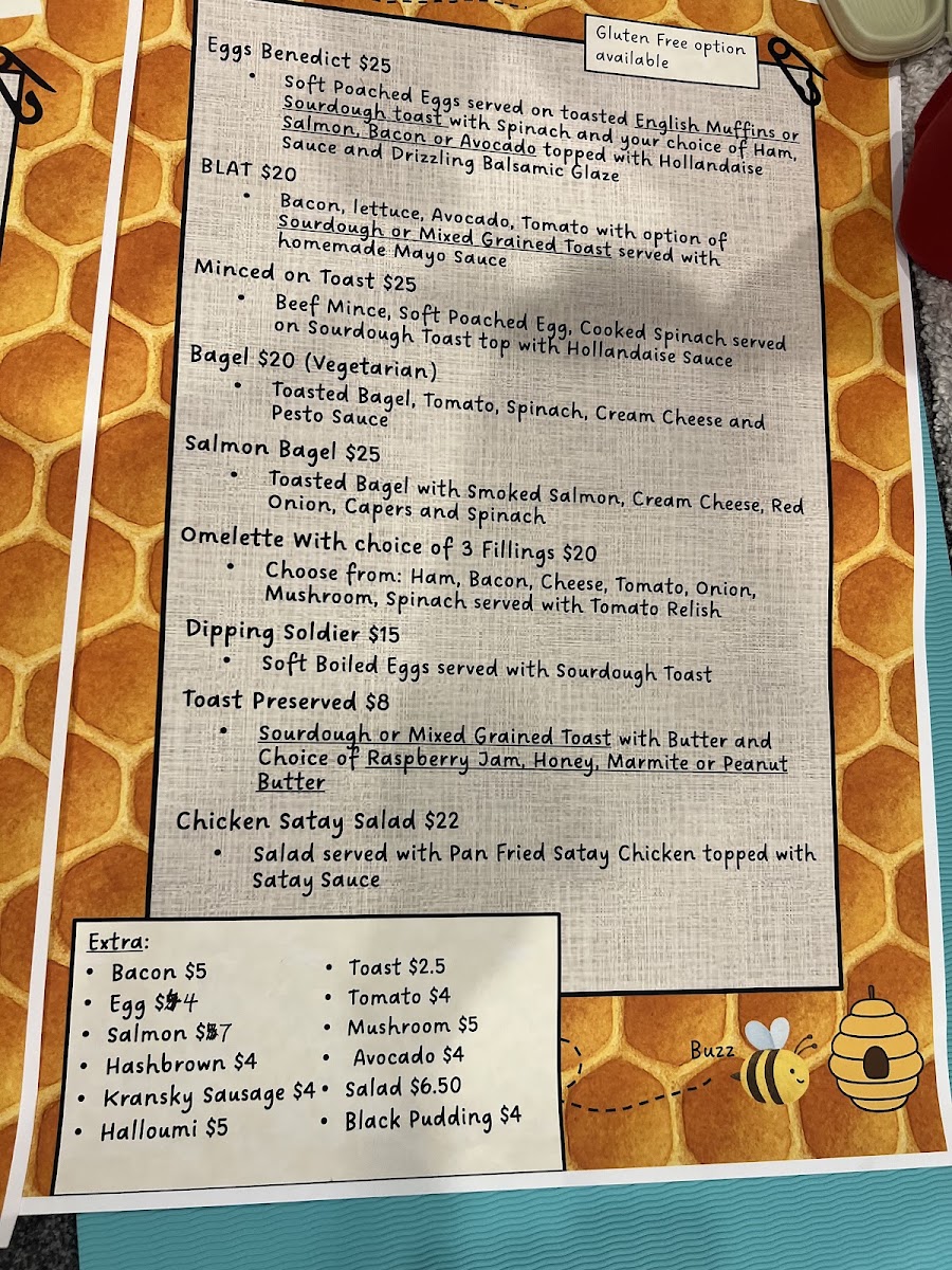 The Bees Knees Cafe menu board
