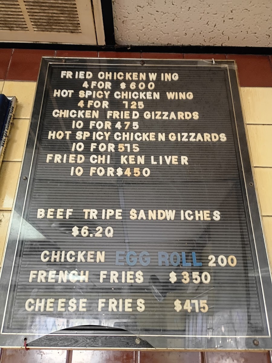 Bing Chop Suey menu board
