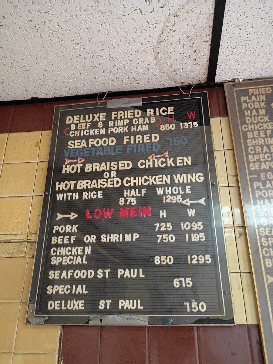 Bing Chop Suey menu board