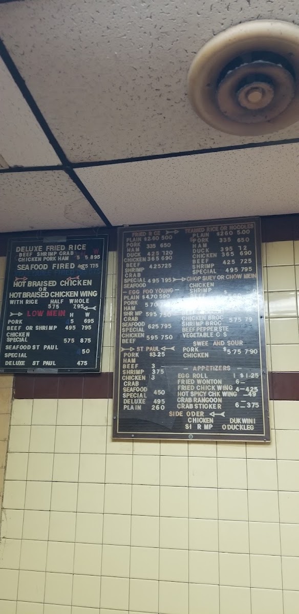 Bing Chop Suey menu board