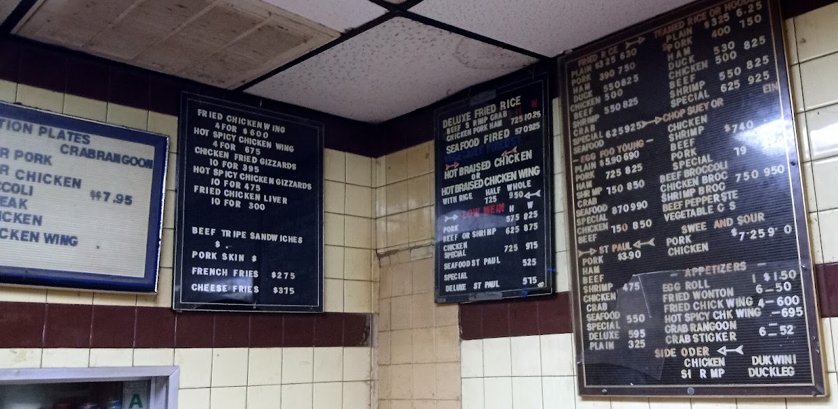 Bing Chop Suey menu board