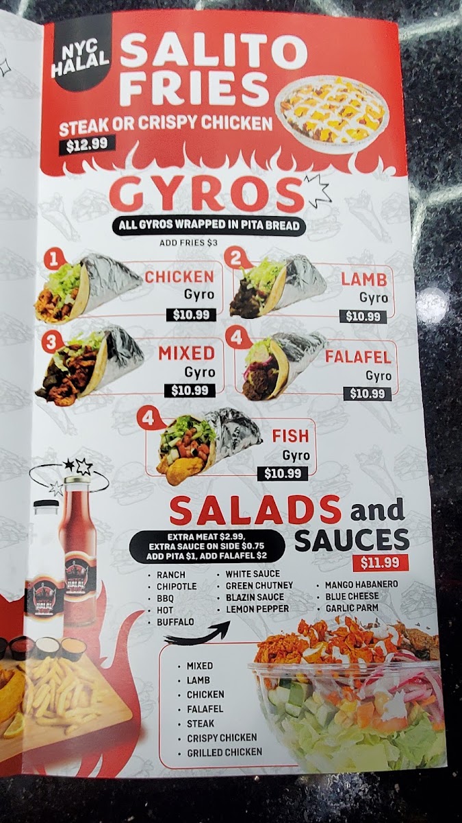 NYC Halal Eats menu board