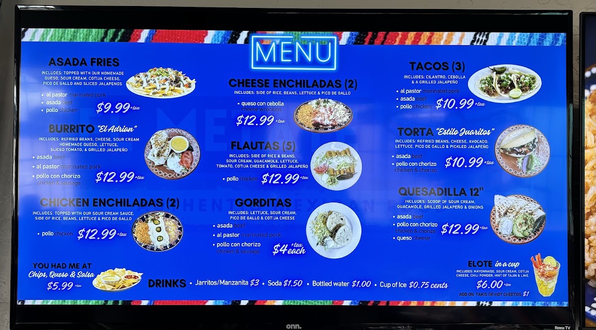 El Metate Authentic Mexican Food OKC menu board