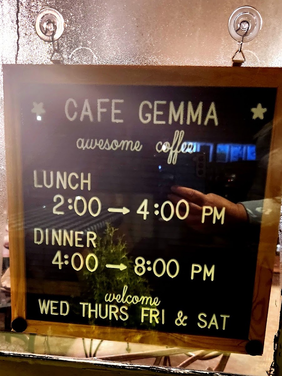 Cafe Gemma menu board