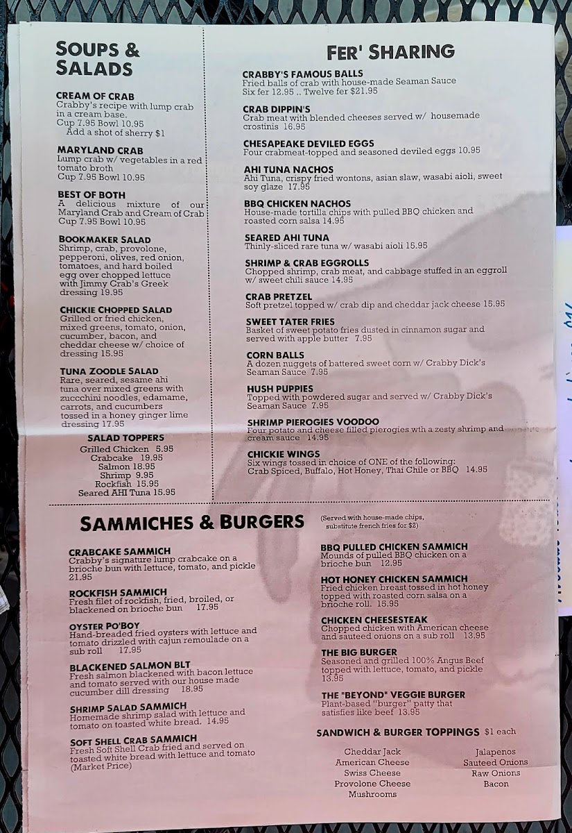 Dolly Spanker's menu board
