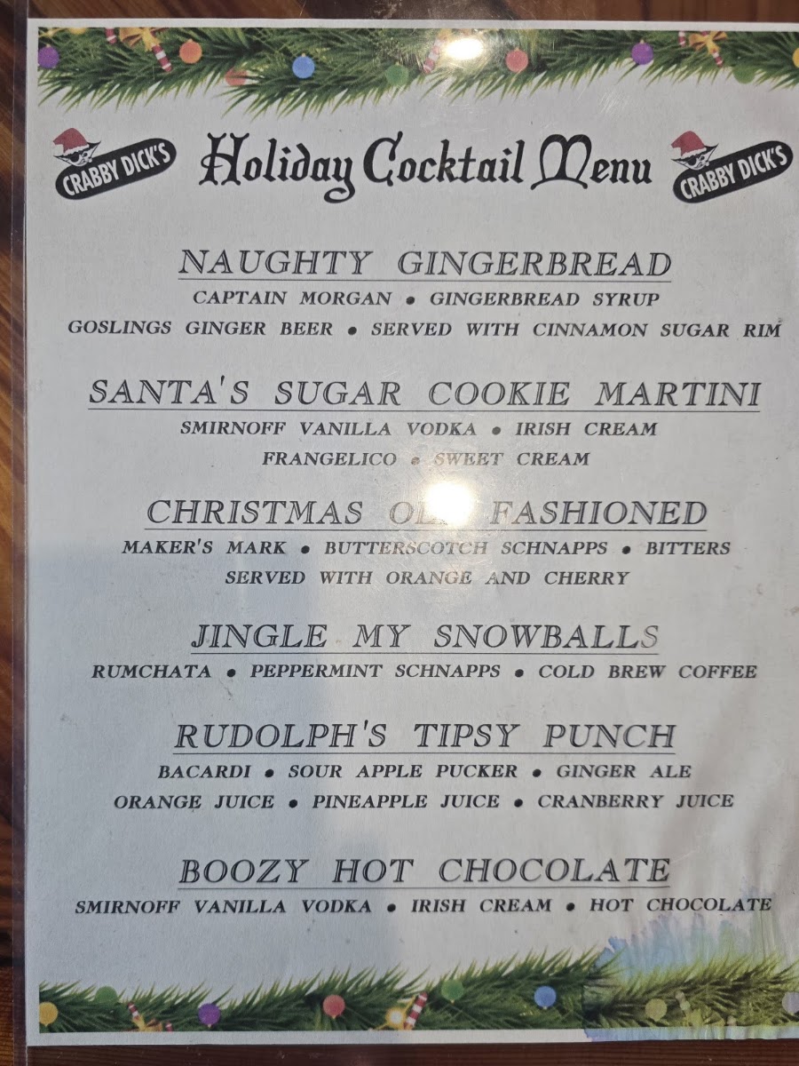 Dolly Spanker's menu board