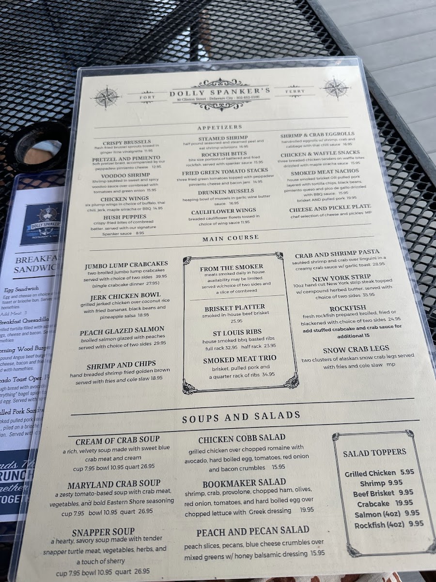 Dolly Spanker's menu board