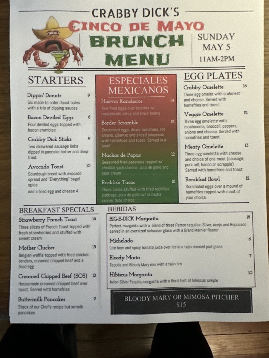 Dolly Spanker's menu board