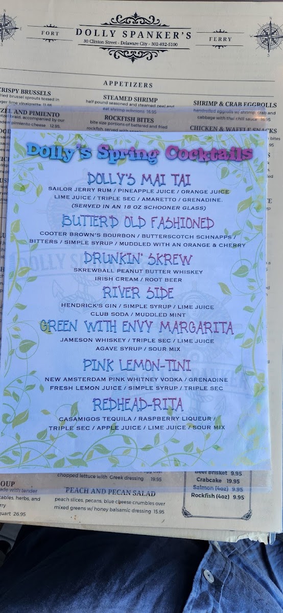 Dolly Spanker's menu board