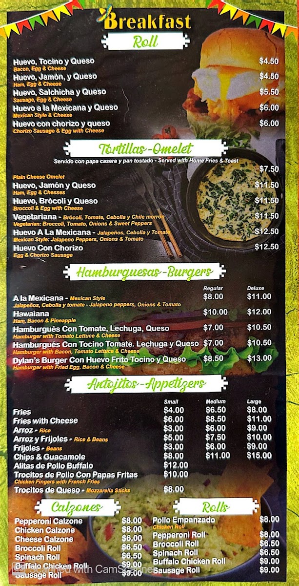 Los Pastorcitos G’s menu board