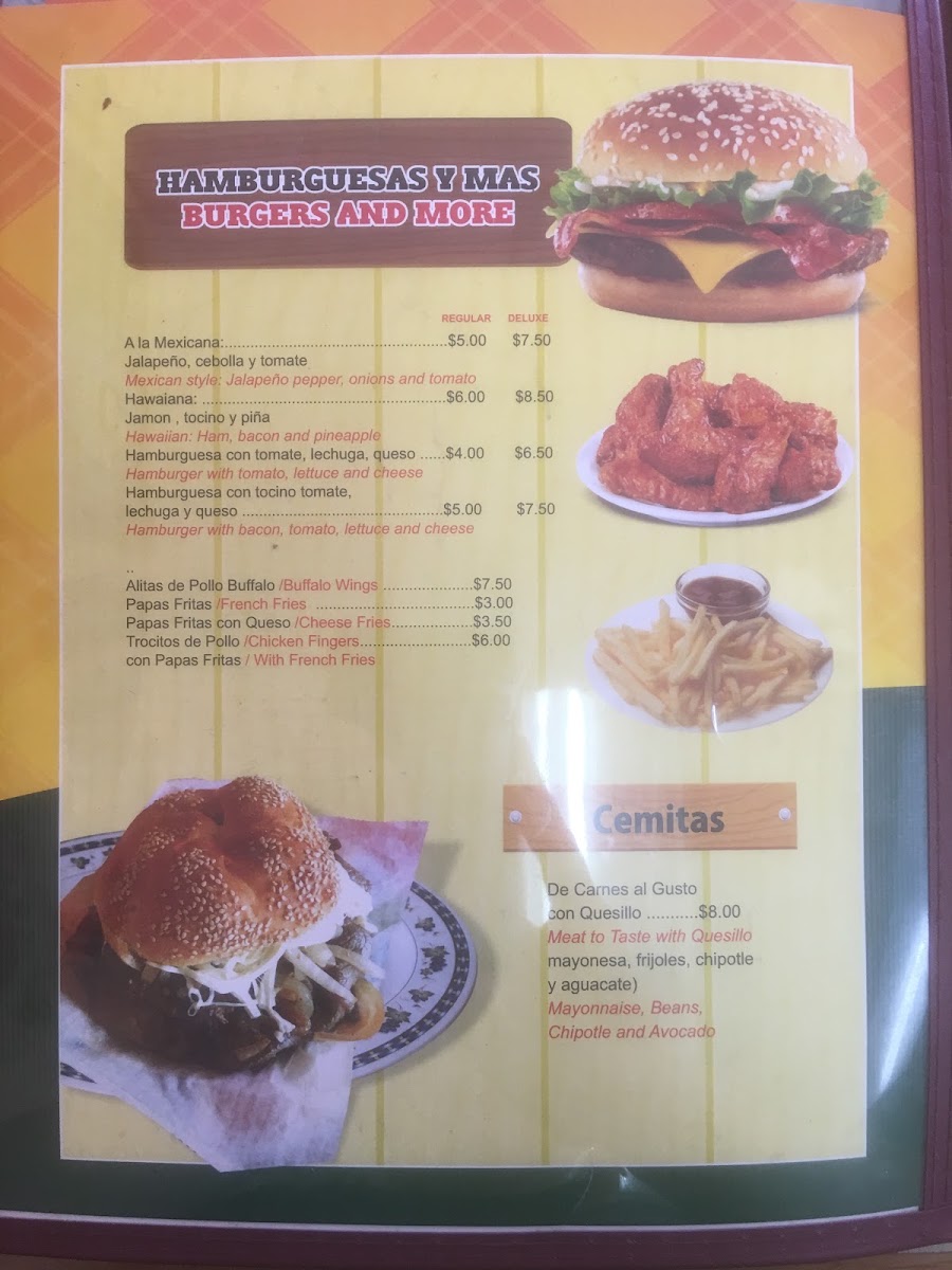 Los Pastorcitos G’s menu board