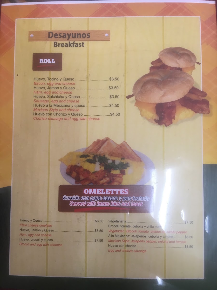 Los Pastorcitos G’s menu board
