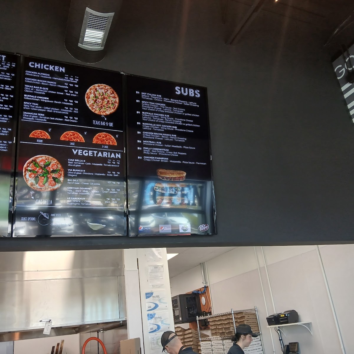 Pizza World menu board