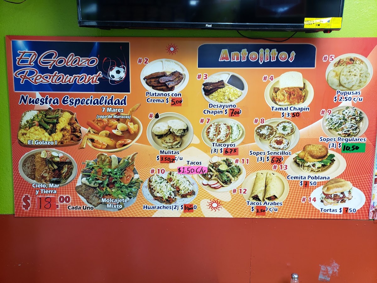 Golazo | Mexican Restaurant menu board