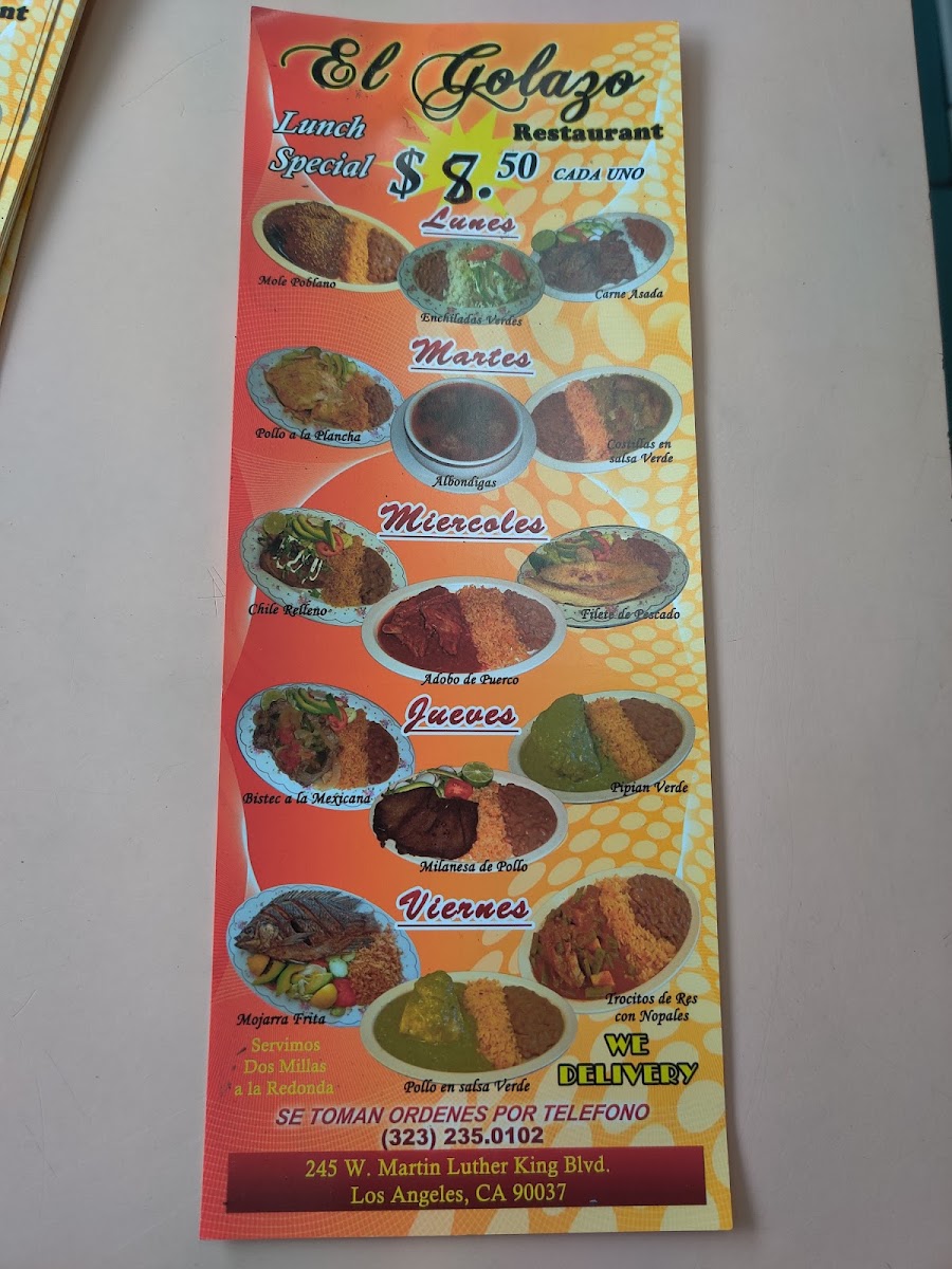 Golazo | Mexican Restaurant menu board