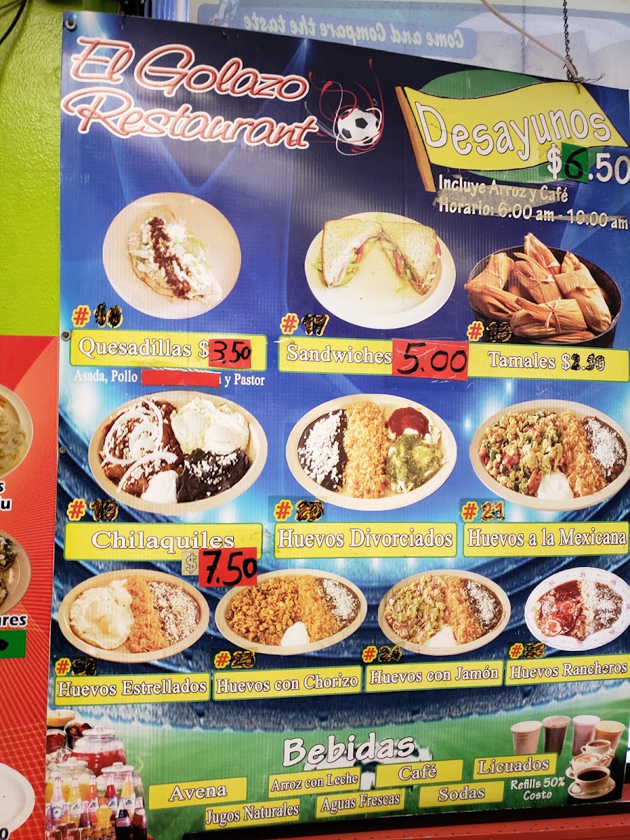 Golazo | Mexican Restaurant menu board