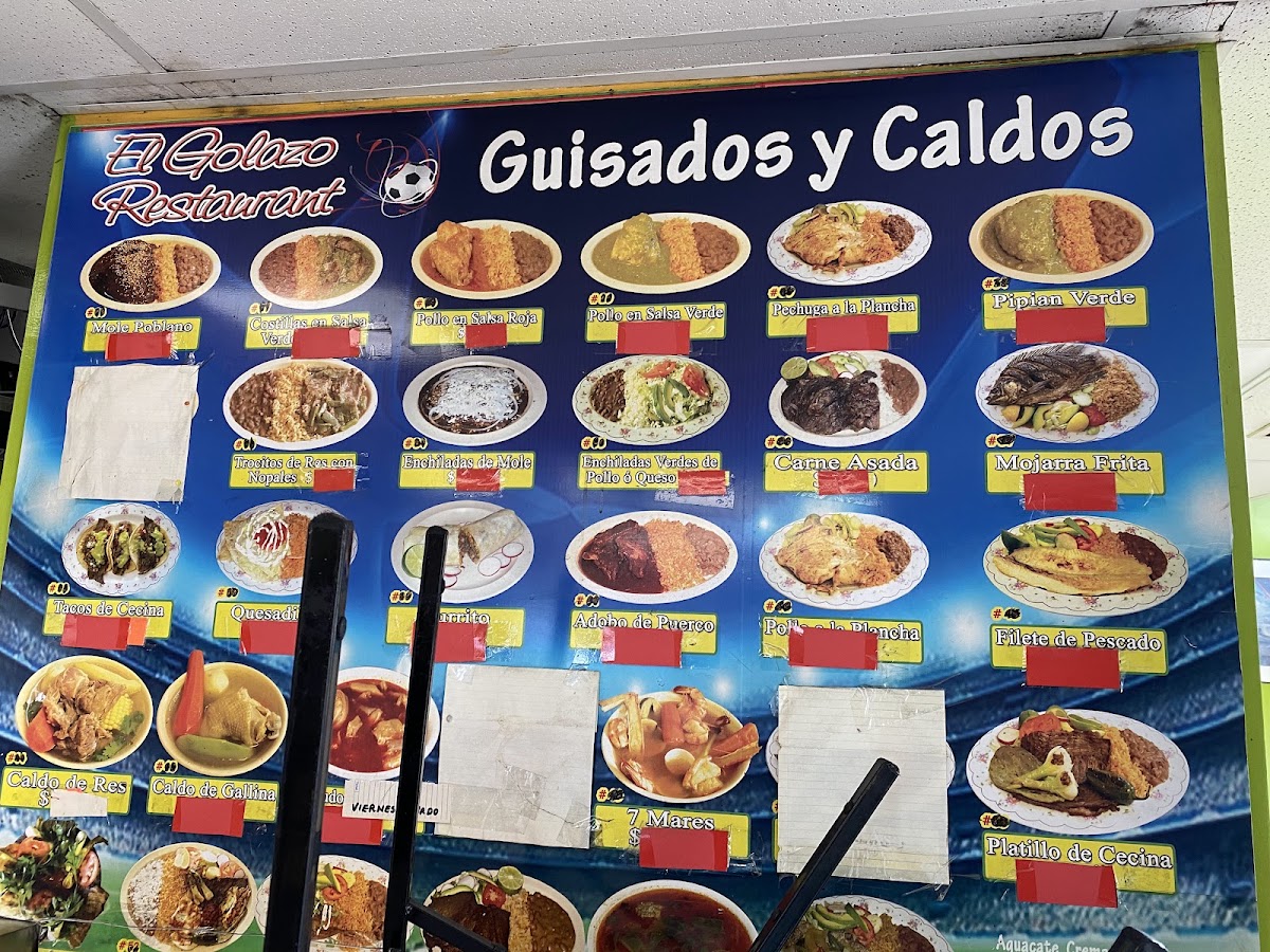 Golazo | Mexican Restaurant menu board