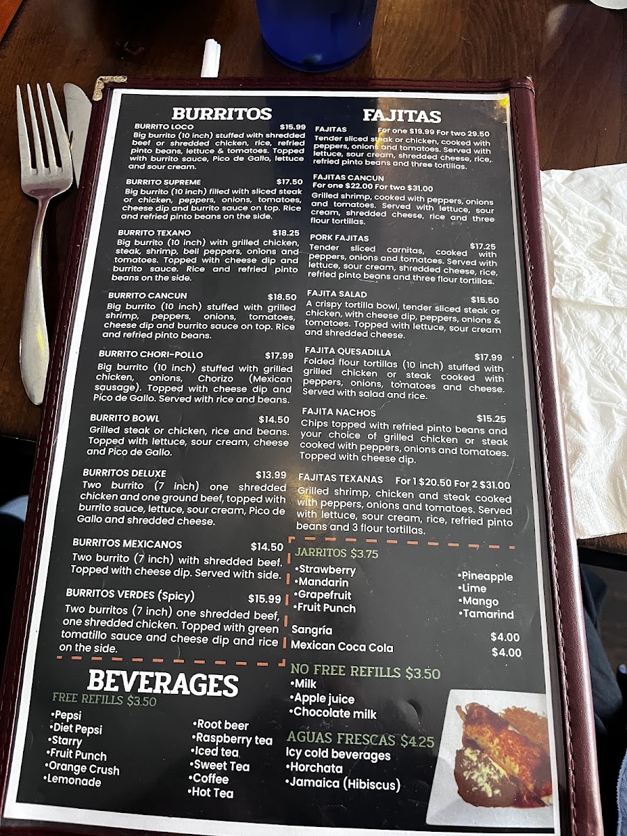 Rancho Azteca | Mexican Restaurant menu board