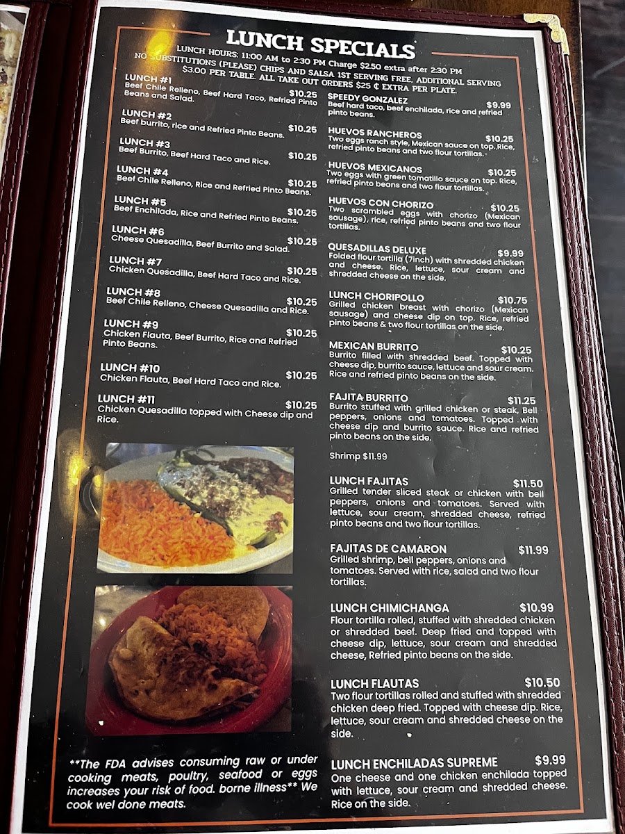 Rancho Azteca | Mexican Restaurant menu board