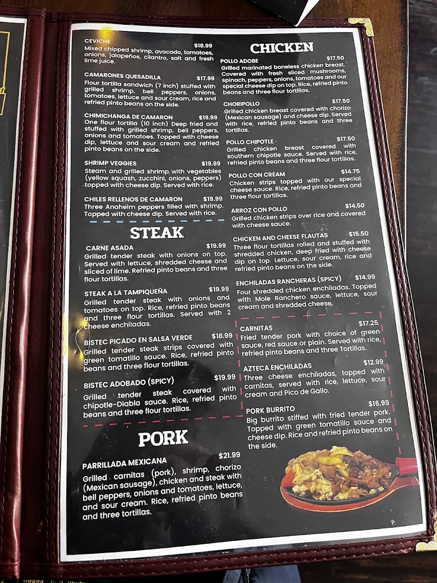 Rancho Azteca | Mexican Restaurant menu board