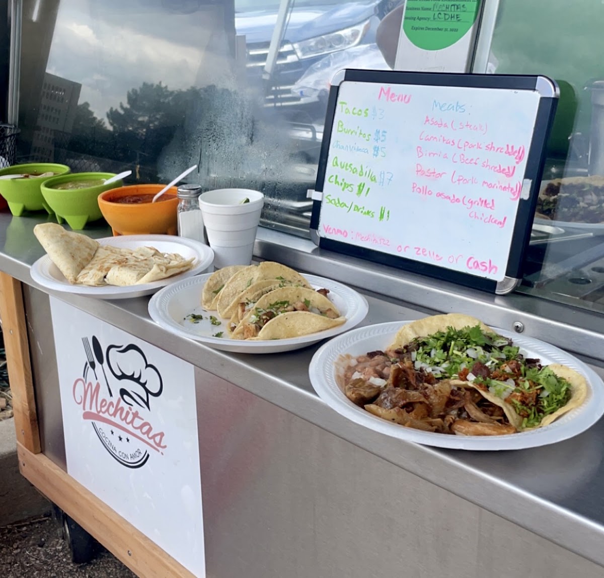 Mechitas Food Truck menu board