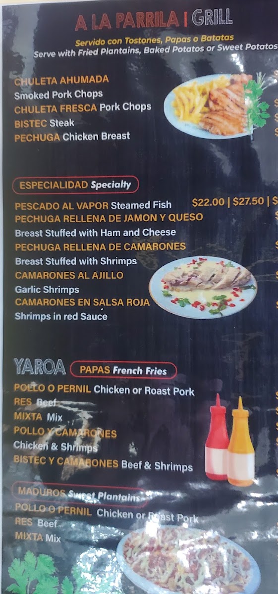 Manuel Chimi Restaurant menu board