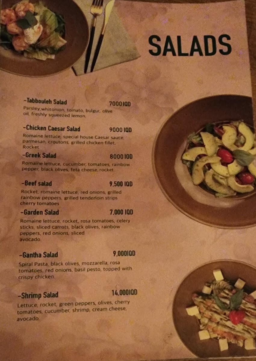 Gantha Cafe- کافێ گەنثا menu board