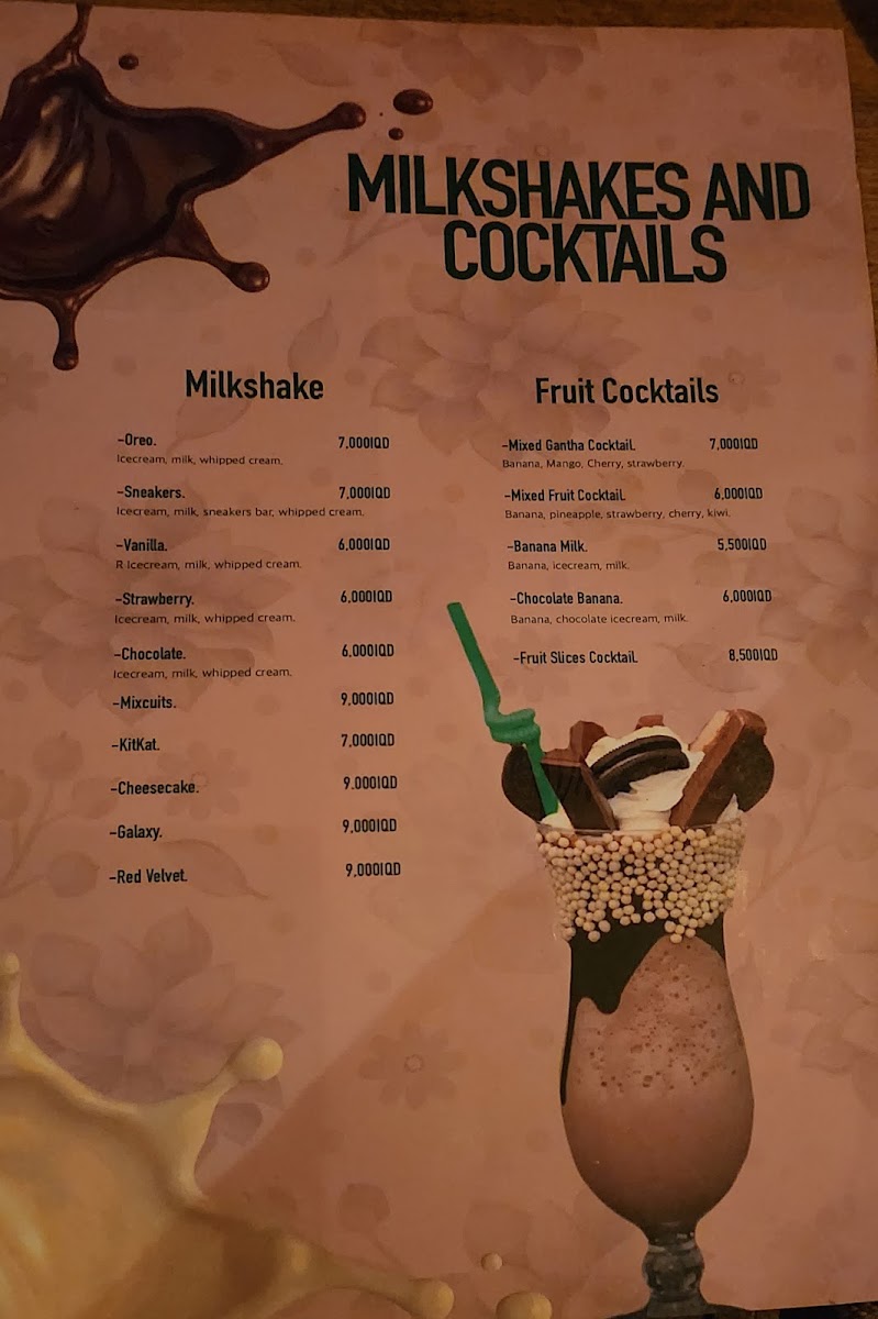 Gantha Cafe- کافێ گەنثا menu board