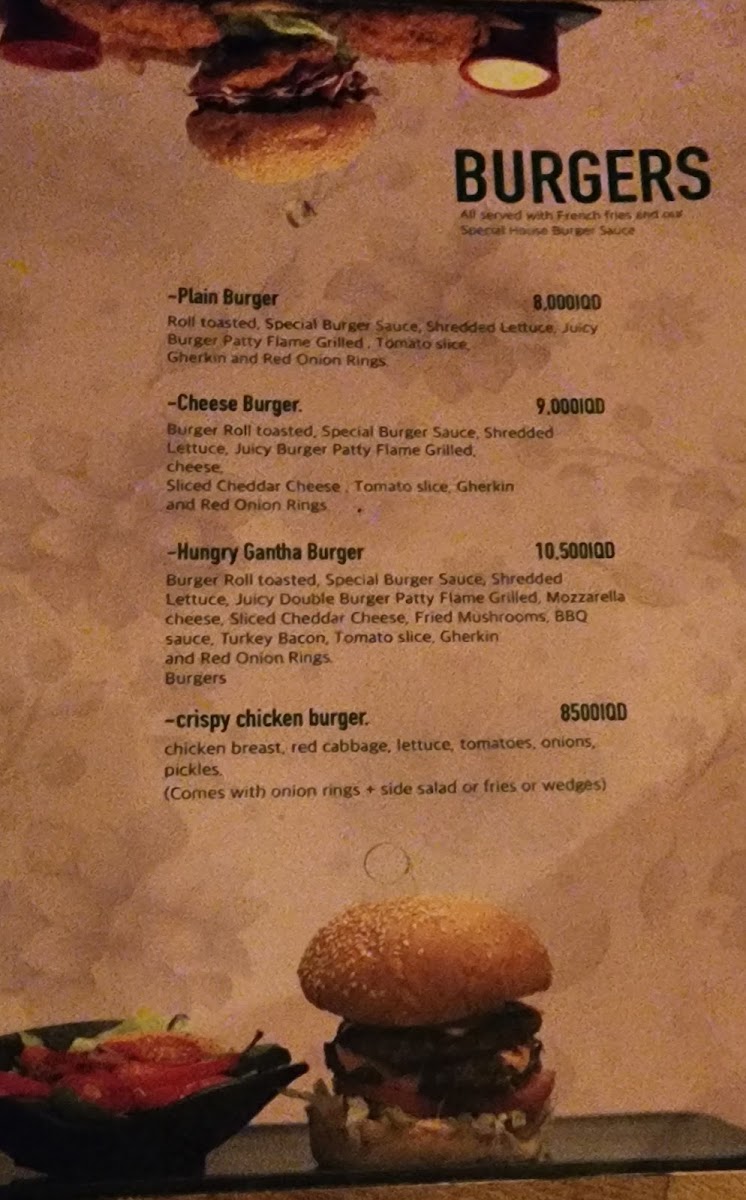 Gantha Cafe- کافێ گەنثا menu board
