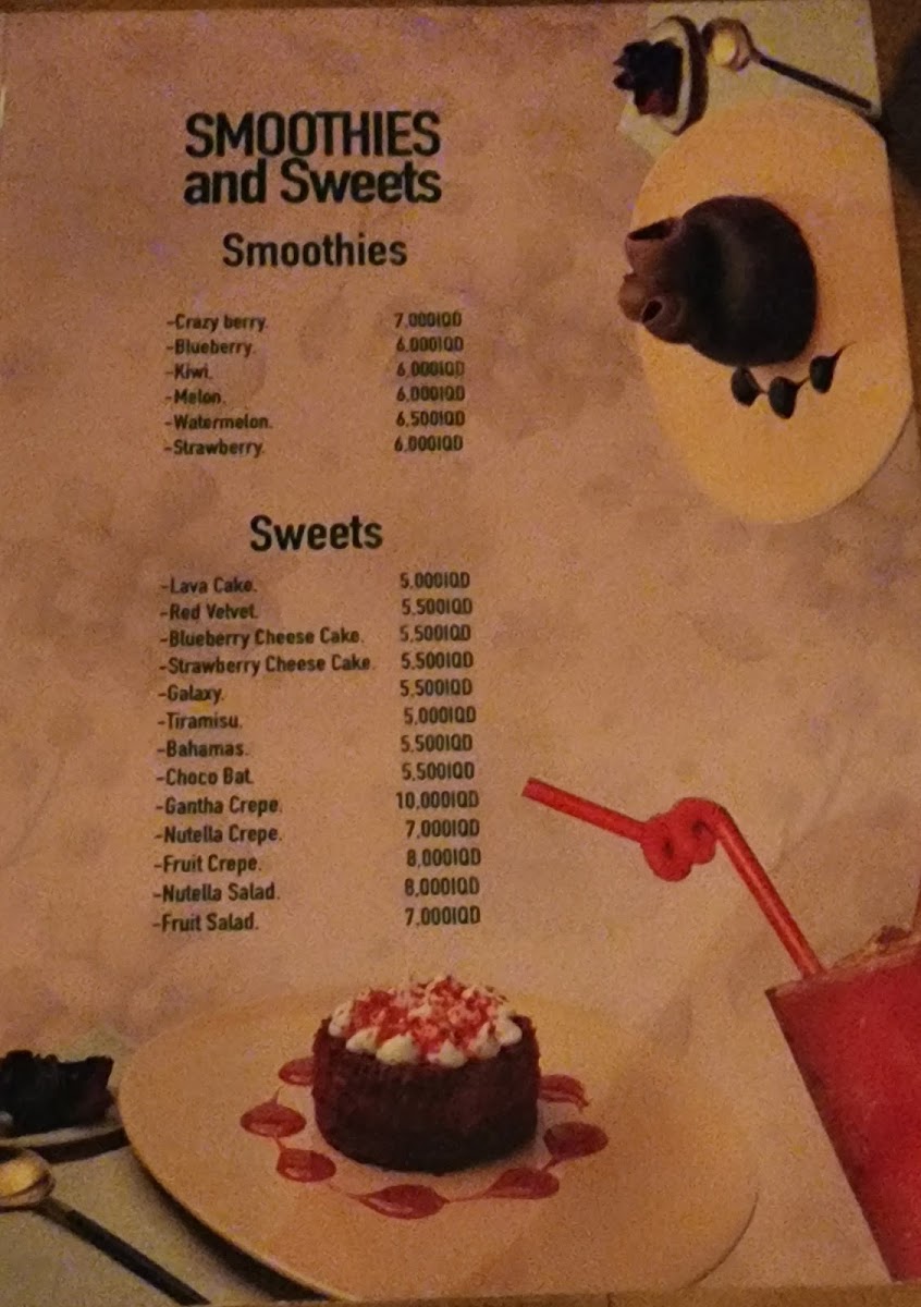 Gantha Cafe- کافێ گەنثا menu board